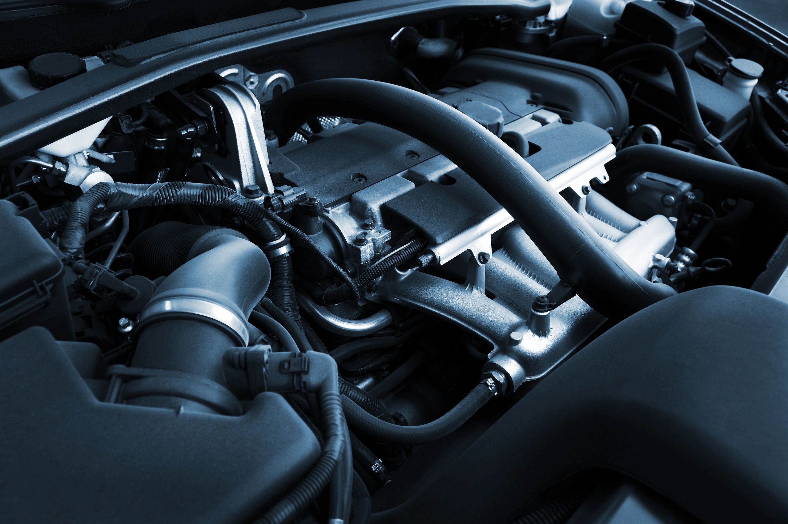 Close-up of a powerful car engine