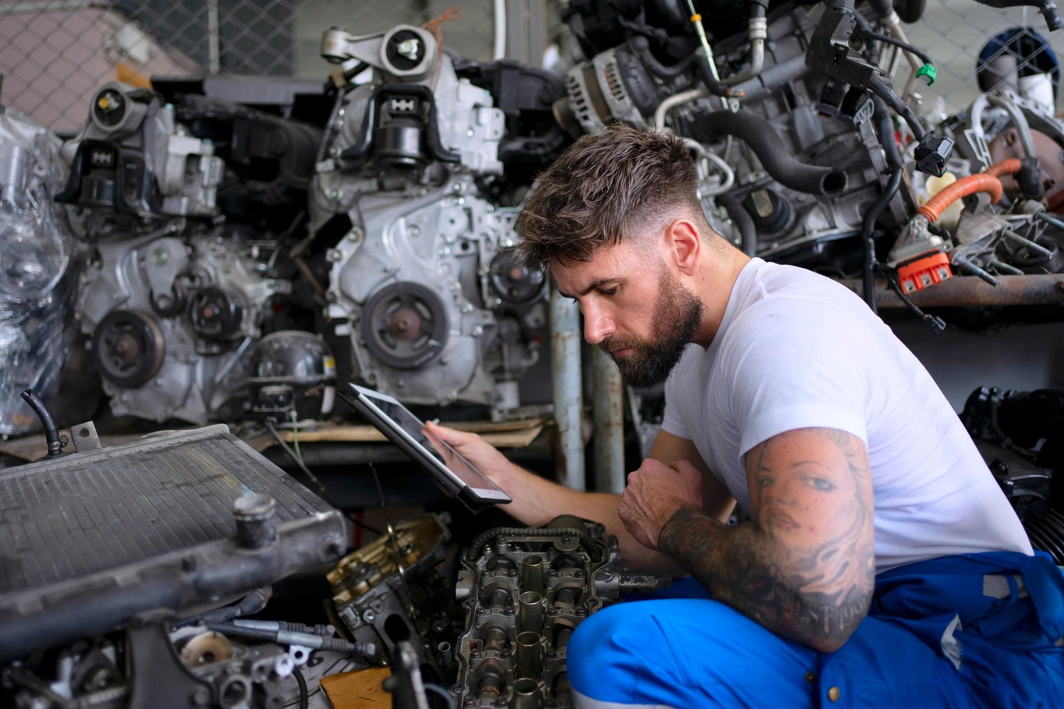 Technician working in an auto repair shop